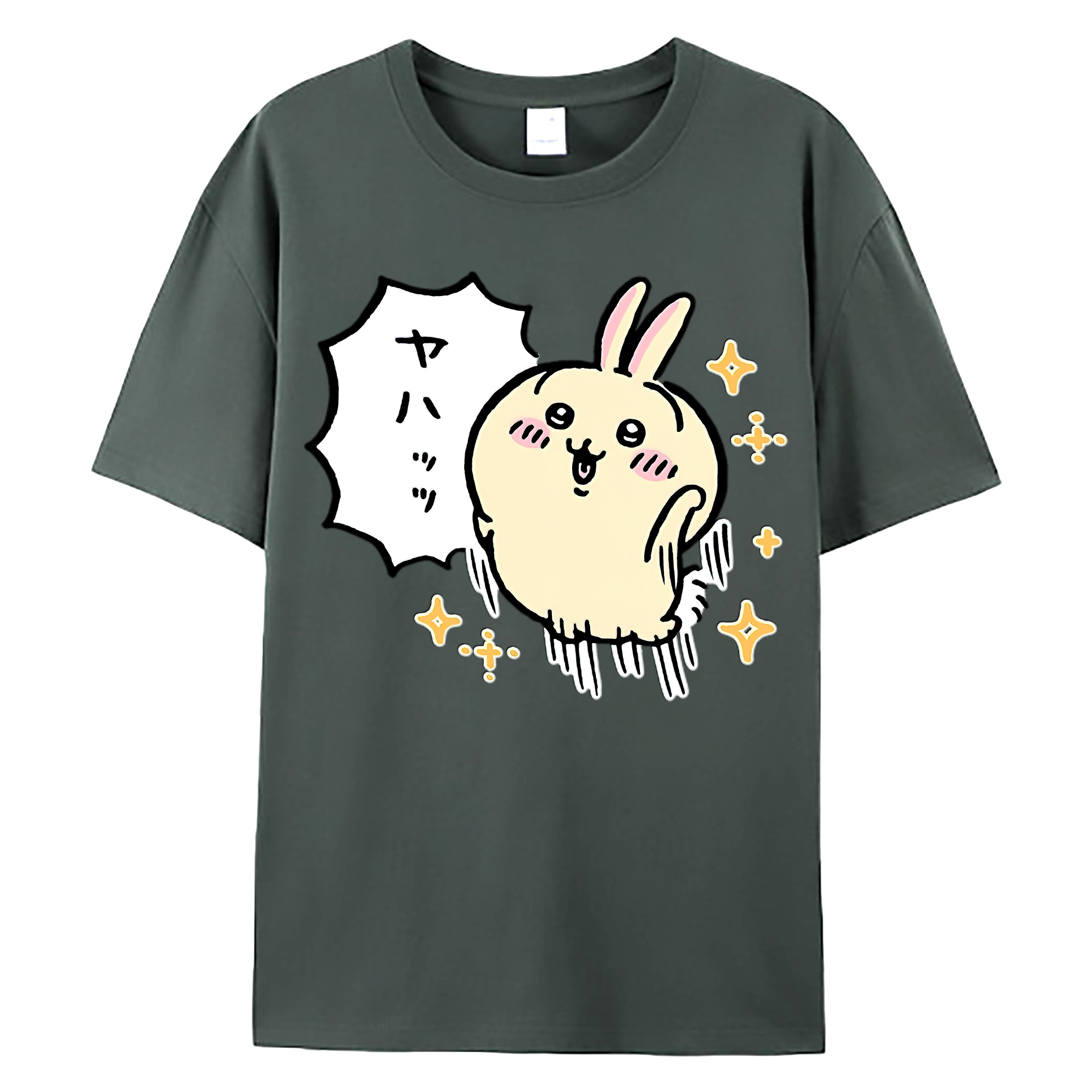 （画像用） ちいかわ うさぎ Chii-kawa usagi 綿100％ メンズ半袖Tシャツ｜肌触りやわらか＆通気性